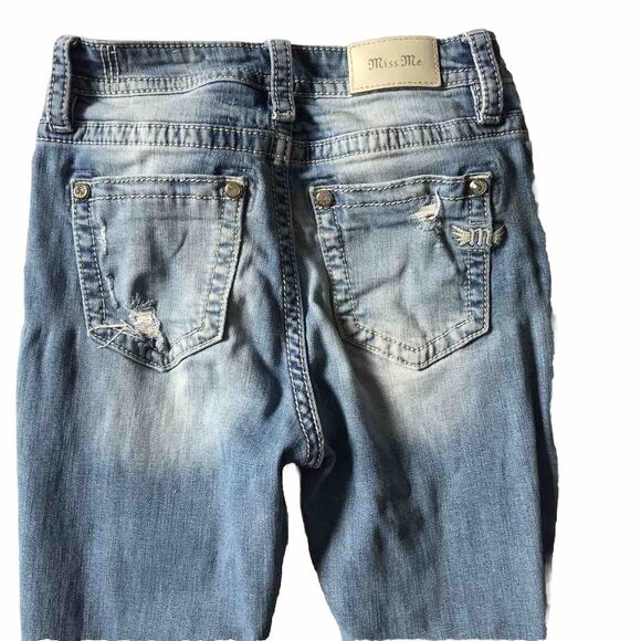 Miss Me Jeans Women 26 Destroyed HighRise Ankle Skinny Embellished Pockets 26x28 - Picture 9 of 13